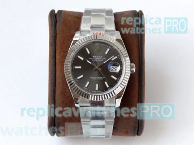 Swiss Replica Datejust II 41 SS Grey Dial Fluted Bezel VR Factory Rolex Watch